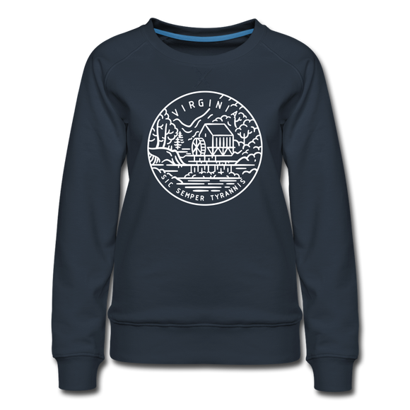 Virginia Women's Sweatshirt - Retro Mountain Women's Virginia Crewneck Sweatshirt - navy