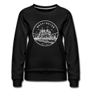 Washington Women's Sweatshirt - Retro Mountain Women's Washington Crewneck Sweatshirt - black
