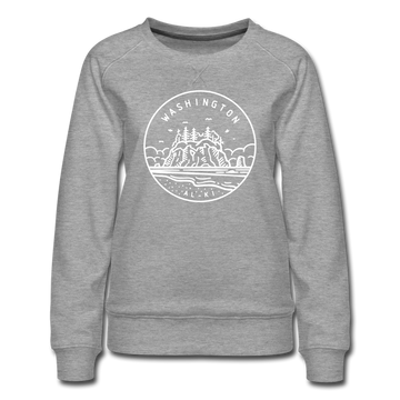 Washington Women's Sweatshirt - Retro Mountain Women's Washington Crewneck Sweatshirt - heather gray
