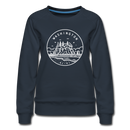 Washington Women's Sweatshirt - Retro Mountain Women's Washington Crewneck Sweatshirt - navy