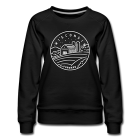 Wisconsin Women's Sweatshirt - Retro Mountain Women's Wisconsin Crewneck Sweatshirt - black