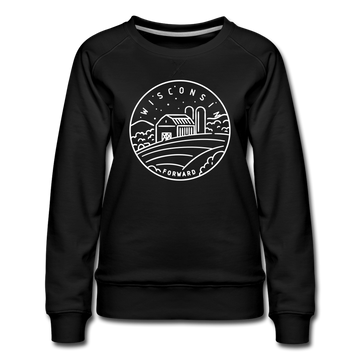 Wisconsin Women's Sweatshirt - Retro Mountain Women's Wisconsin Crewneck Sweatshirt - black