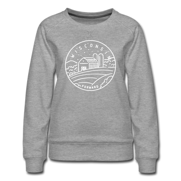 Wisconsin Women's Sweatshirt - Retro Mountain Women's Wisconsin Crewneck Sweatshirt - heather gray