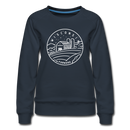 Wisconsin Women's Sweatshirt - Retro Mountain Women's Wisconsin Crewneck Sweatshirt - navy