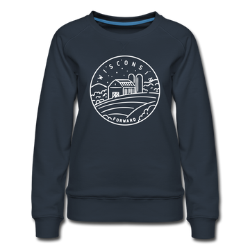 Wisconsin Women's Sweatshirt - Retro Mountain Women's Wisconsin Crewneck Sweatshirt - navy