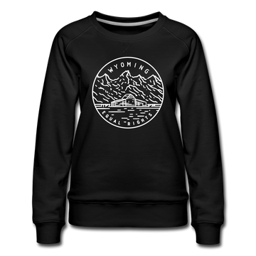 Wyoming Women's Sweatshirt - Retro Mountain Women's Wyoming Crewneck Sweatshirt - black