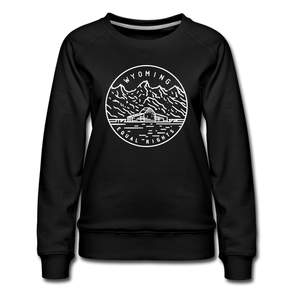 Wyoming Women's Sweatshirt - Retro Mountain Women's Wyoming Crewneck Sweatshirt - black