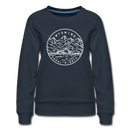 Wyoming Women's Sweatshirt - Retro Mountain Women's Wyoming Crewneck Sweatshirt - navy