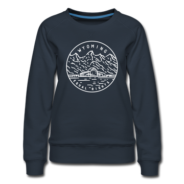 Wyoming Women's Sweatshirt - Retro Mountain Women's Wyoming Crewneck Sweatshirt - navy