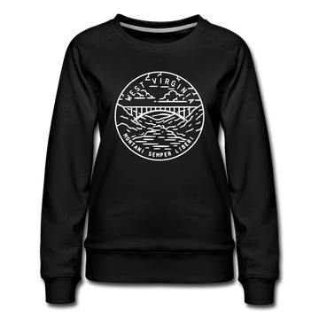 West Virginia Women's Sweatshirt - Retro Mountain Women's West Virginia Crewneck Sweatshirt - black