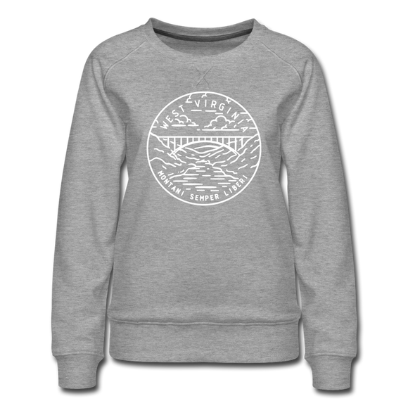 West Virginia Women's Sweatshirt - Retro Mountain Women's West Virginia Crewneck Sweatshirt - heather gray
