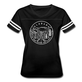 Alabama Women’s Vintage Sport T-Shirt - State Design Women’s Alabama Shirt - black/white