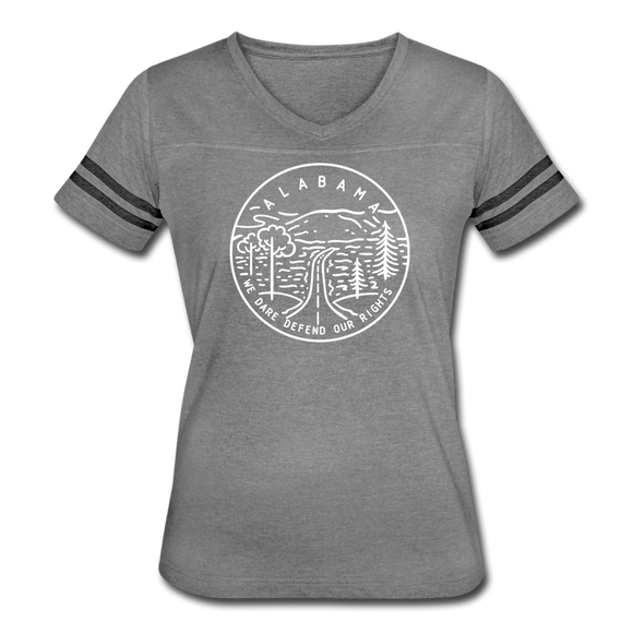 Alabama Women’s Vintage Sport T-Shirt - State Design Women’s Alabama Shirt - heather gray/charcoal