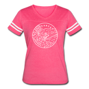 Arkansas Women’s Vintage Sport T-Shirt - State Design Women’s Arkansas Shirt - vintage pink/white