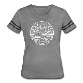 Alaska Women’s Vintage Sport T-Shirt - State Design Women’s Alaska Shirt - heather gray/charcoal