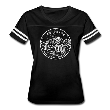 Colorado Women’s Vintage Sport T-Shirt - State Design Women’s Colorado Shirt - black/white