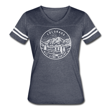 Colorado Women’s Vintage Sport T-Shirt - State Design Women’s Colorado Shirt - vintage navy/white