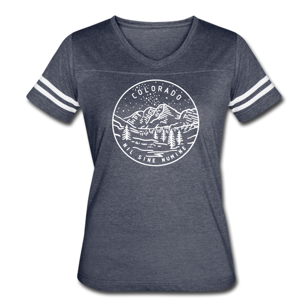 Colorado Women’s Vintage Sport T-Shirt - State Design Women’s Colorado Shirt - vintage navy/white