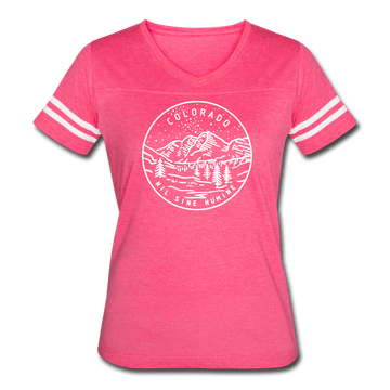 Colorado Women’s Vintage Sport T-Shirt - State Design Women’s Colorado Shirt - vintage pink/white
