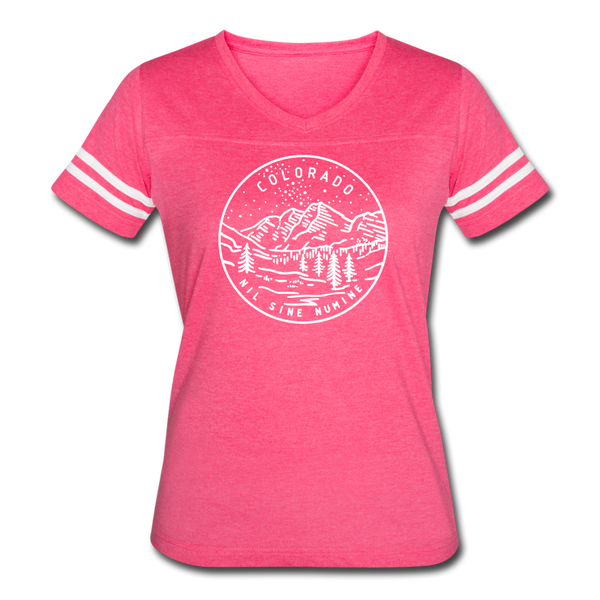 Colorado Women’s Vintage Sport T-Shirt - State Design Women’s Colorado Shirt - vintage pink/white