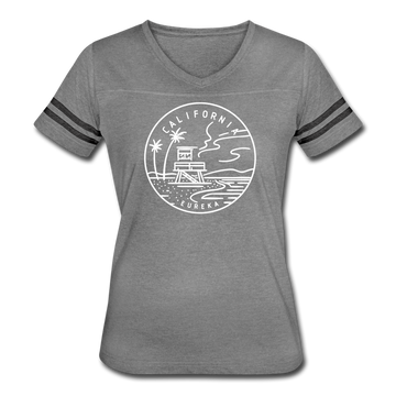 California Women’s Vintage Sport T-Shirt - State Design Women’s California Shirt - heather gray/charcoal