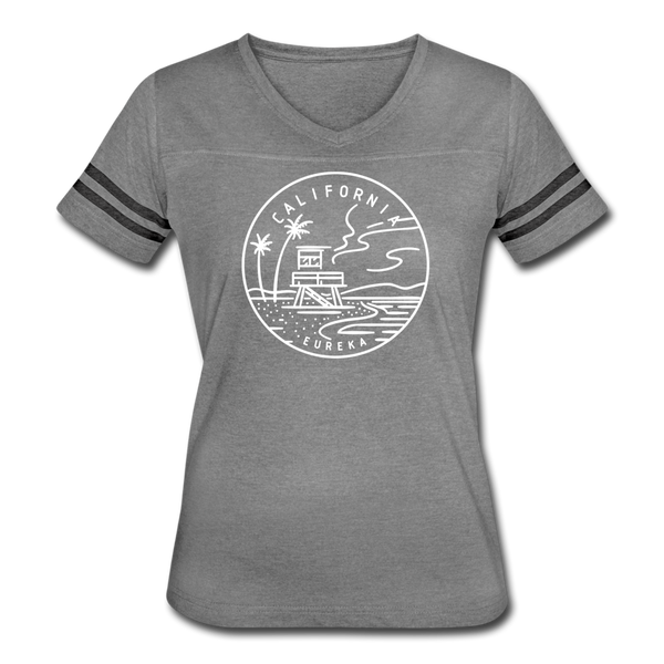 California Women’s Vintage Sport T-Shirt - State Design Women’s California Shirt - heather gray/charcoal