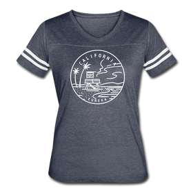 California Women’s Vintage Sport T-Shirt - State Design Women’s California Shirt - vintage navy/white