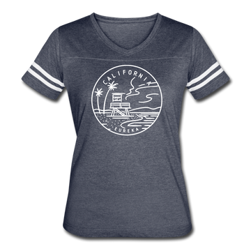 California Women’s Vintage Sport T-Shirt - State Design Women’s California Shirt - vintage navy/white