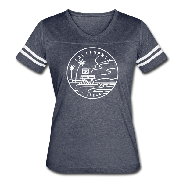 California Women’s Vintage Sport T-Shirt - State Design Women’s California Shirt - vintage navy/white