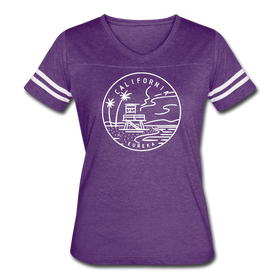 California Women’s Vintage Sport T-Shirt - State Design Women’s California Shirt - vintage purple/white