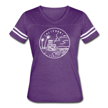 California Women’s Vintage Sport T-Shirt - State Design Women’s California Shirt - vintage purple/white