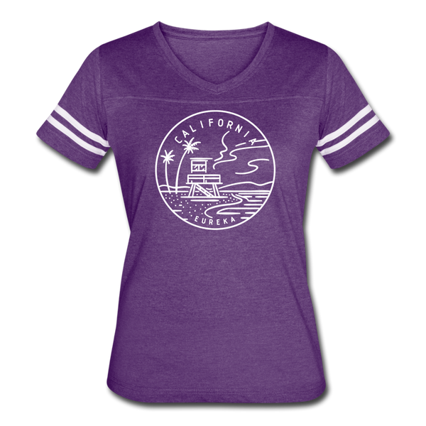 California Women’s Vintage Sport T-Shirt - State Design Women’s California Shirt - vintage purple/white