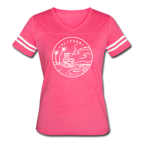 California Women’s Vintage Sport T-Shirt - State Design Women’s California Shirt - vintage pink/white