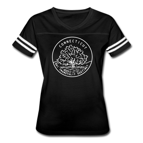 Connecticut Women’s Vintage Sport T-Shirt - State Design Women’s Connecticut Shirt - black/white
