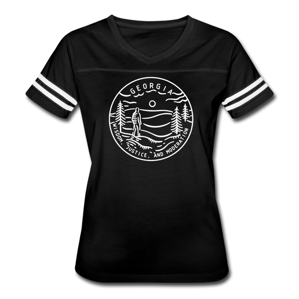 Georgia Women’s Vintage Sport T-Shirt - State Design Women’s Georgia Shirt - black/white