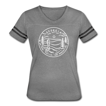Georgia Women’s Vintage Sport T-Shirt - State Design Women’s Georgia Shirt - heather gray/charcoal