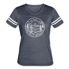 Georgia Women’s Vintage Sport T-Shirt - State Design Women’s Georgia Shirt - vintage navy/white
