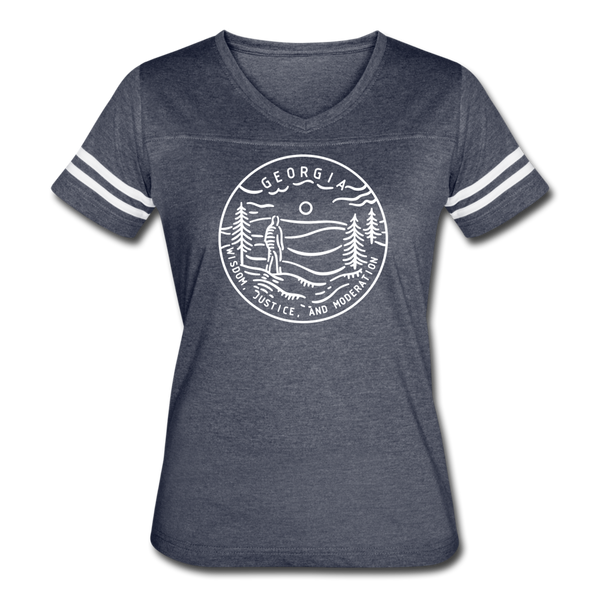 Georgia Women’s Vintage Sport T-Shirt - State Design Women’s Georgia Shirt - vintage navy/white