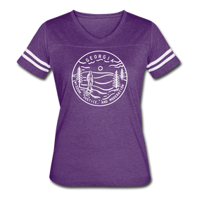 Georgia Women’s Vintage Sport T-Shirt - State Design Women’s Georgia Shirt - vintage purple/white