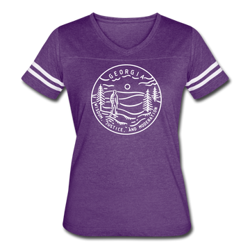 Georgia Women’s Vintage Sport T-Shirt - State Design Women’s Georgia Shirt - vintage purple/white