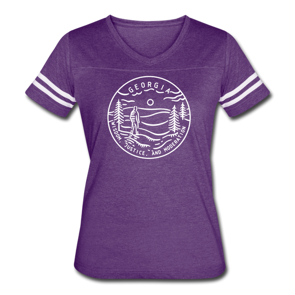 Georgia Women’s Vintage Sport T-Shirt - State Design Women’s Georgia Shirt - vintage purple/white