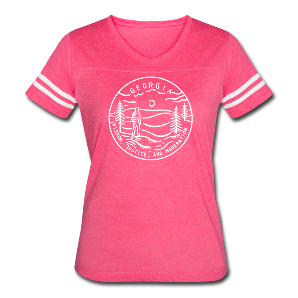 Georgia Women’s Vintage Sport T-Shirt - State Design Women’s Georgia Shirt - vintage pink/white