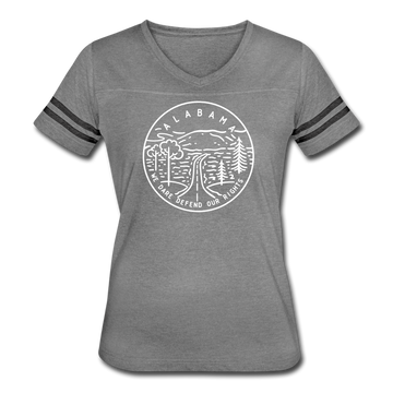 Alabama Women’s Vintage Sport T-Shirt - State Design Women’s Alabama Shirt - heather gray/charcoal