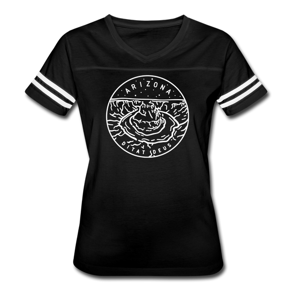 Arizona Women’s Vintage Sport T-Shirt - State Design Women’s Arizona Shirt - black/white