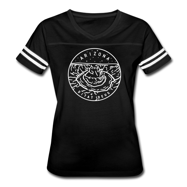 Arizona Women’s Vintage Sport T-Shirt - State Design Women’s Arizona Shirt - black/white