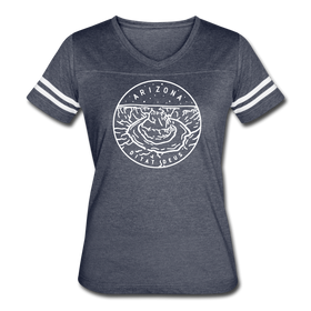 Arizona Women’s Vintage Sport T-Shirt - State Design Women’s Arizona Shirt - vintage navy/white