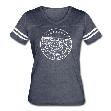 Arizona Women’s Vintage Sport T-Shirt - State Design Women’s Arizona Shirt - vintage navy/white