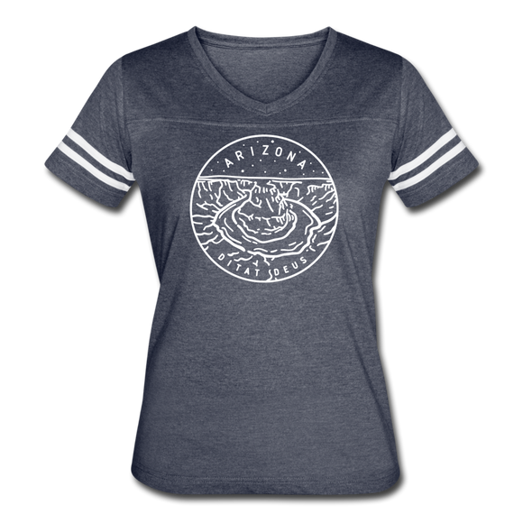 Arizona Women’s Vintage Sport T-Shirt - State Design Women’s Arizona Shirt - vintage navy/white