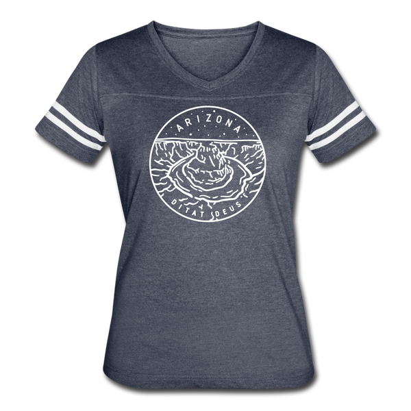 Arizona Women’s Vintage Sport T-Shirt - State Design Women’s Arizona Shirt - vintage navy/white