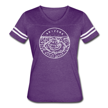 Arizona Women’s Vintage Sport T-Shirt - State Design Women’s Arizona Shirt - vintage purple/white
